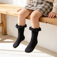 thumbnail image 2 of MDUKONU Little Girls Vintage Ruffle Ankle Lace Socks Toddler Girl Boot Socks,3 Pairs Size: L Black, 2 of 4