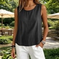 thumbnail image 4 of Nooxsoe Linen Tops Sleeveless Scoop Neck Solid Baggy Tank Tops for Women Sleeveless Blouses for Women Linen Shirts for Women Cropped Linen Tank Tops Womens Summer Tanks Black L, 4 of 4