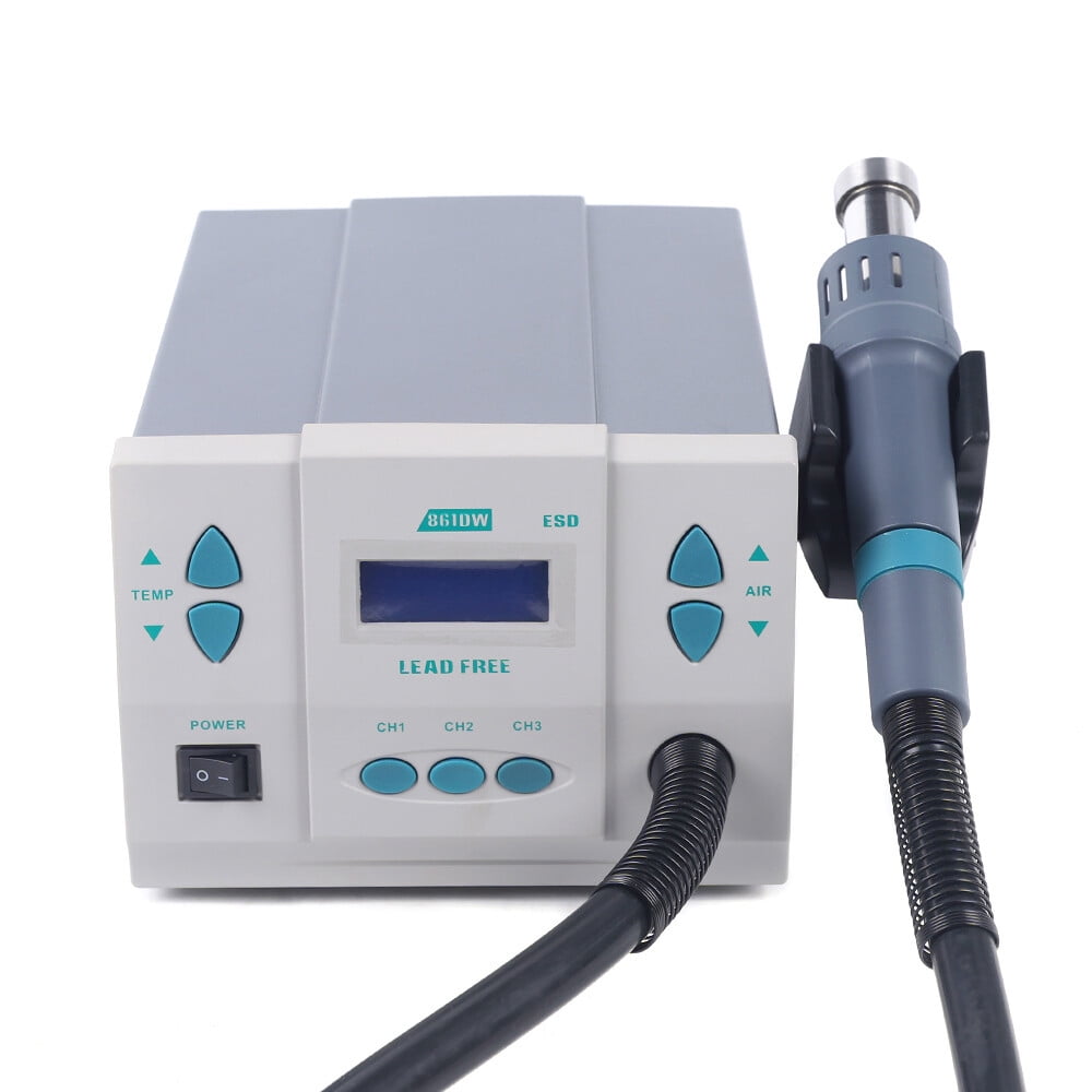 Soldering Station Hot Air Gun, 1000W Digital Temperature Control, Adjustable 212-932℉, 3 Custom Channels, Brushless Turbo Fan, Overheat Protection