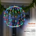 thumbnail image 4 of Alpine Corporation 16"x 17" Foldable Hanging Sphere Holiday Ornament with LED Lights, Multicolor, 4 of 12