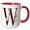 Red/White, variant on 3drose, Pretty Pink Magnolia Flower Monogram Initial W, 11oz Magic Transforming Mug
