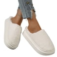 thumbnail image 5 of IEMIEMIEM Womens Slippers Thick Platform Fluffy Fuzzy Closed Toe Slide Soft Warm Plush Slip On House Slippers Non Slip Rubber Sole Indoor Bedroom Winter Slippers Beige 5.5 Wide, 5 of 5