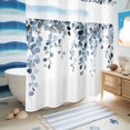 thumbnail image 5 of No Hook Shower Curtain, Blue Eucalyptus Leaves Shower Curtains for Bathroom with See Through Top Window, Summer Farmhouse Botanical Waterproof & Washable Bath Curtain 66"x72", 5 of 9