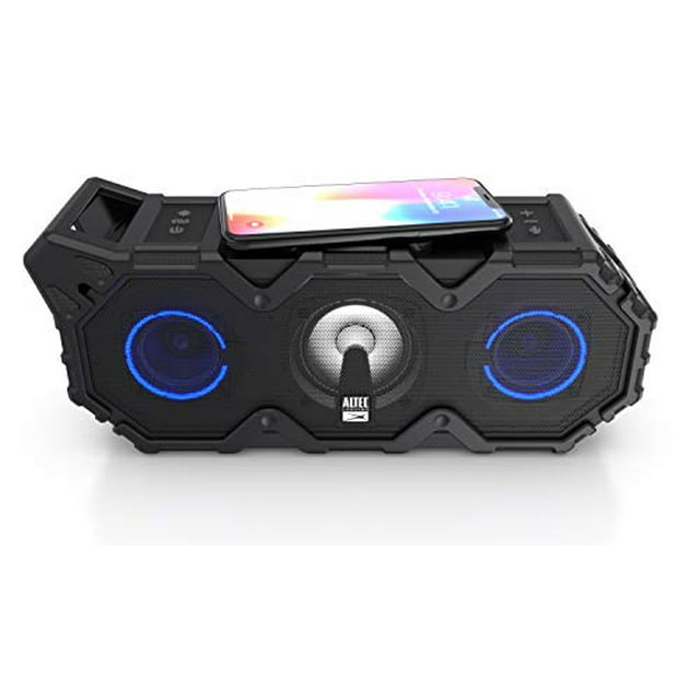 Altec Lansing Super LifeJacket Jolt - Altavoz Bluetooth resistente al agua, duradero y portátil con carga inalámbrica Qi y luces personalizables, altavoz inalámbrico para viajes y uso al aire libre