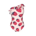 thumbnail image 4 of Yiaed Strawberry Print Women One Piece Swimsuits Tummy Control One Shoulder Bathing Suits Pattern Ruffle Swimwear-Large, 4 of 8