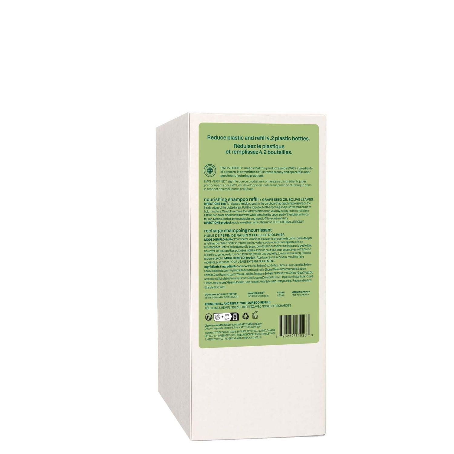 ATTITUDE super leaves, Nourishing Shampoo, Refill, Grape Seed Oil & Olive Leaves