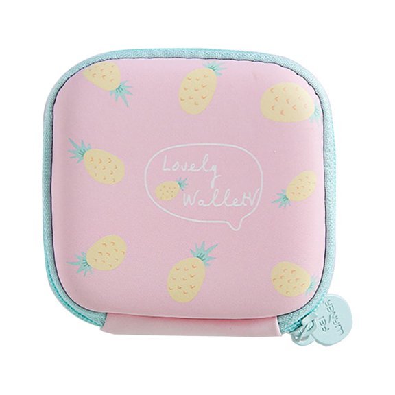 Pavo Lovely Portable Mini Headphones Storage Case Zipper Box Earphone Bags Travel Carrying Case for Earphones Earbuds USB Cable Keys Coin (Pink Pineapple)