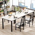 thumbnail image 4 of Lamerge 2-Piece Dining Set, Modern Kitchen Dining Set, featuring two dining chairs with goose-down cushions and a small dining table; perfect for kitchens, apartments, and dining rooms; white, 4 of 6