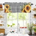 thumbnail image 3 of Pastoral Sunflower Valances for Windows Country Floral Plants Black Buffalo Plaid Rod Pocket Curtain Valance Window Treatment Short Curtains for Kitchen Living Room, 58"x16", 3 of 5