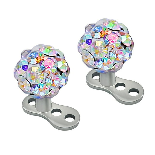 2 uds., 14g, forma forma forma , Zirconia cúbica, ancla dérmica, Tops , Piercings microdermales de material acero inoxidable, joyería (4 a elegir) De colores jinwen Joyería Micro Piercing Dérmica