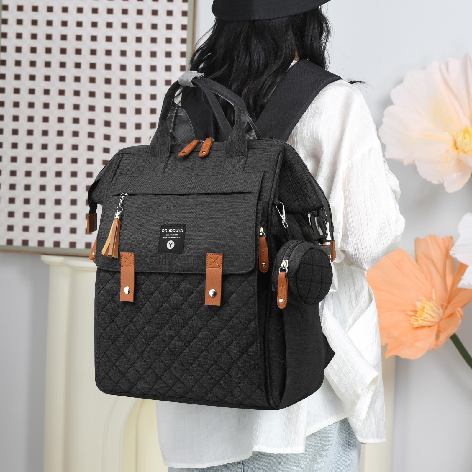 TOPCHANCES Diaper Bag Backpack, Multifunctional Baby Bag with Changing Station, 45L Large Capacity Baby Diaper Bags for Outdoor Travel (Black)