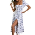 thumbnail image 6 of Ditsy Floral Square Neck Mini Dress With Tie Straps And Ruffle Detail, 25103 - Image Color, 6 of 8