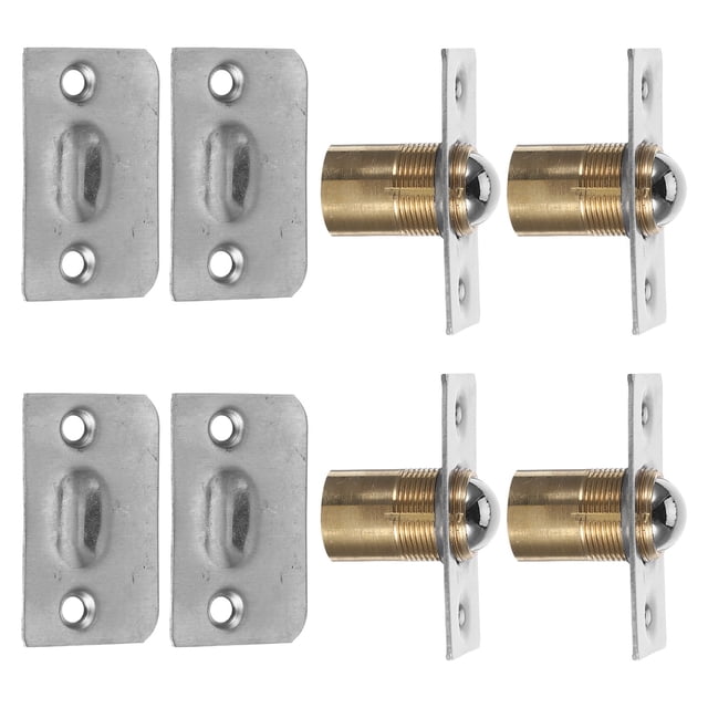 OFFIGAM 4Sets Invisible Design Adjustable Ball Catch with Strike Plate for Wardrobe and Pantry Doors Plated Silver