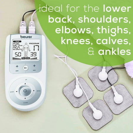Beurer TENS Unit Muscle Stimulator for Pain Relief - TENS Machine with Adjustable Intensity Levels - Electronic Muscle Stimulator with TENS Unit Pads, EM44