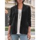 thumbnail image 2 of Chaqueta de Terciopelo para Mujer, Informal, con Solapa Abotonada, Larga, Cárdigan, Traje de Negocios, Abrigo con Bolsillos. Negro XXL, 2 of 3