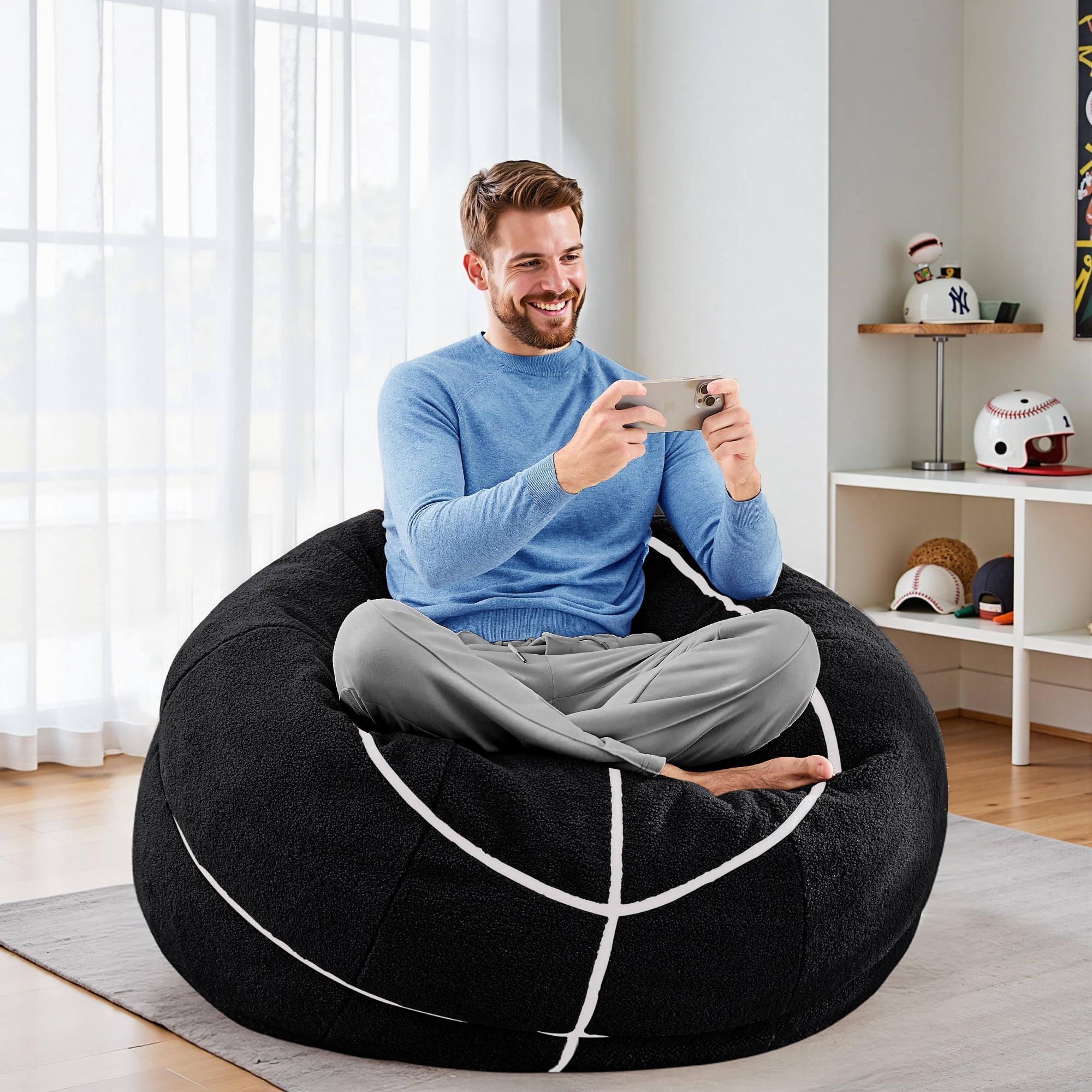 XIECUVA Bean Bag Chair for Adults, High-Rebound Memory Foam Beanbag Chairs with Removable Cover for Living Room Bedroom, 32 Inches