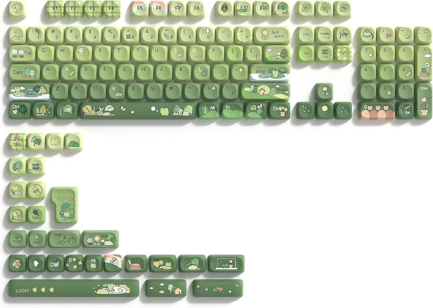 XVX PBT Keycaps 108 Keys Japanese Anime Style Keycaps Five Sided