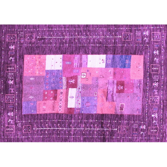 Ahgly Company Indoor Rectangle Abstract Purple Contemporary Area Rugs, 3' x 5'