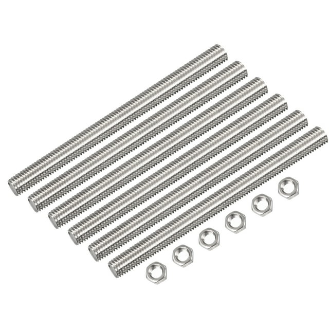 Unique Bargains 24Pack M10 x 250mm Fully Threaded Rod w 24Pack Hex Nuts, 1.5mm Pitch 304 Stainless Steel Right Hand Threaded Rod