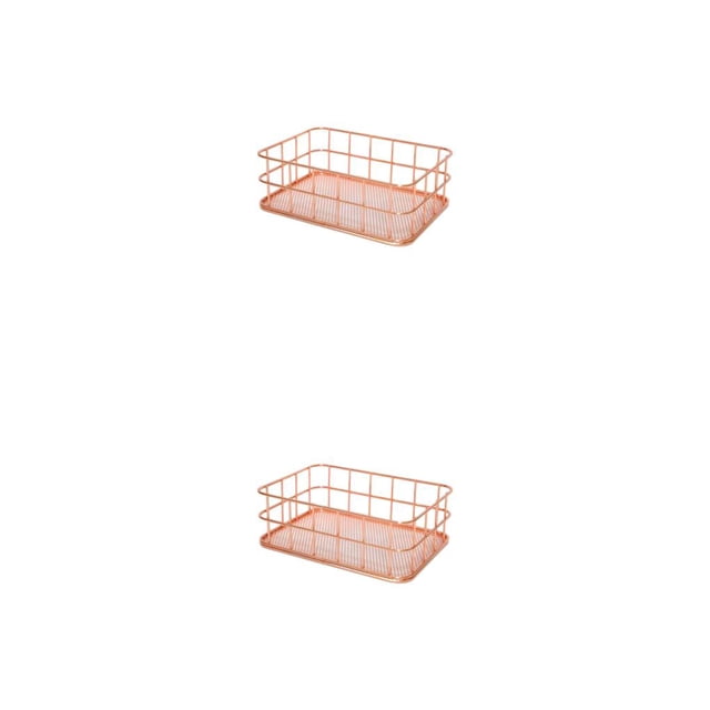 Bearachild Organizador de oficina duradero: solución de escritorio de almacenamiento fácil de usar y que ahorra espacio Almacenamiento de Oro rosa 17*12*6 cm, cesta pequeña 2piezas