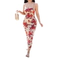 thumbnail image 3 of VISgogo Vestido sin mangas para mujer, estampado de flores, sin mangas, correa de espagueti, corte bajo, traje de verano de una pieza, S/M/L VISgogo  moda, 3 of 6