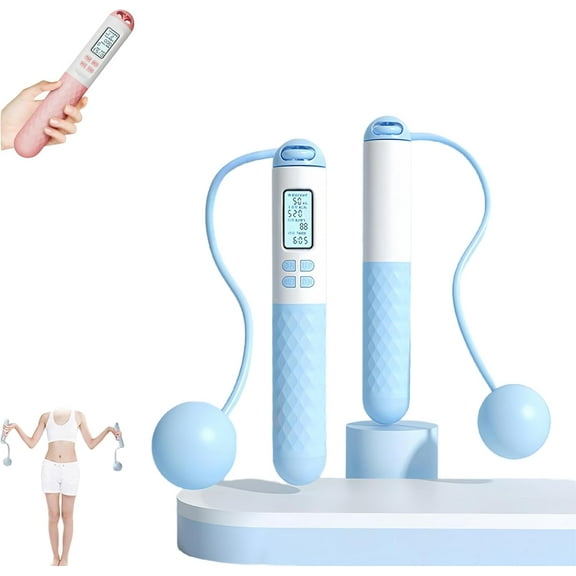 Runaivete Skipping Rope with Counter, Cordless Jump Rope, Smart Weighted Jump Ropes, LCD Counter & Timer, Calorie Tracking, Ergonomic Foam Handles, Tangle-Free, Portable for Gym