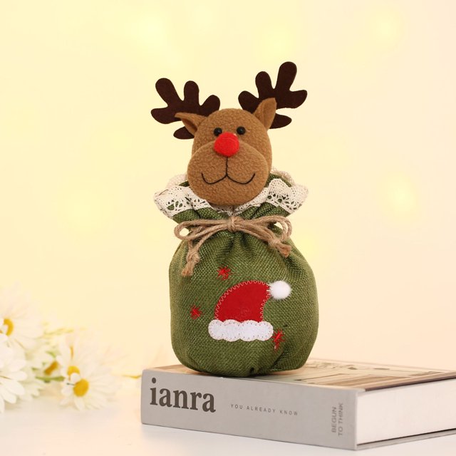 Bolsa de regalo de Navidad declaración creativa Linda bolsa de asas para dulces con estampado de dibujos animados para niños bolsa de manzana de Navidad de Papá Noel