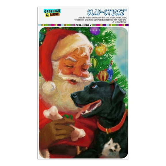 Christmas Holiday Santa and Black Lab Labrador Dog Home Business Office Sign