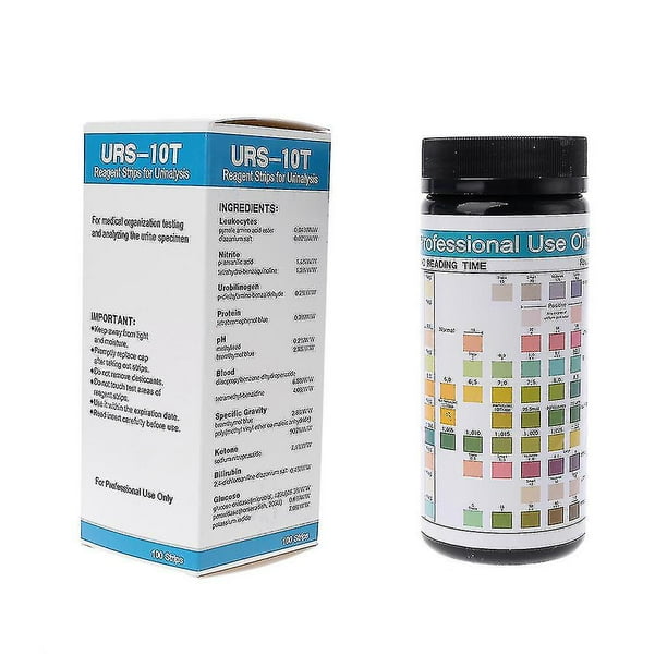 Tiras reactivas de orina 10 en 1, kit de prueba de análisis de orina de 100 piezas, leucocitos, nitrito, Ph
