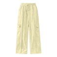 thumbnail image 5 of Cargo Sweatpants for Women Waisted Drawstring Waist Wide Leg Joggers Fall Fashion Casual Loose Pants with Pockets, 5 of 10