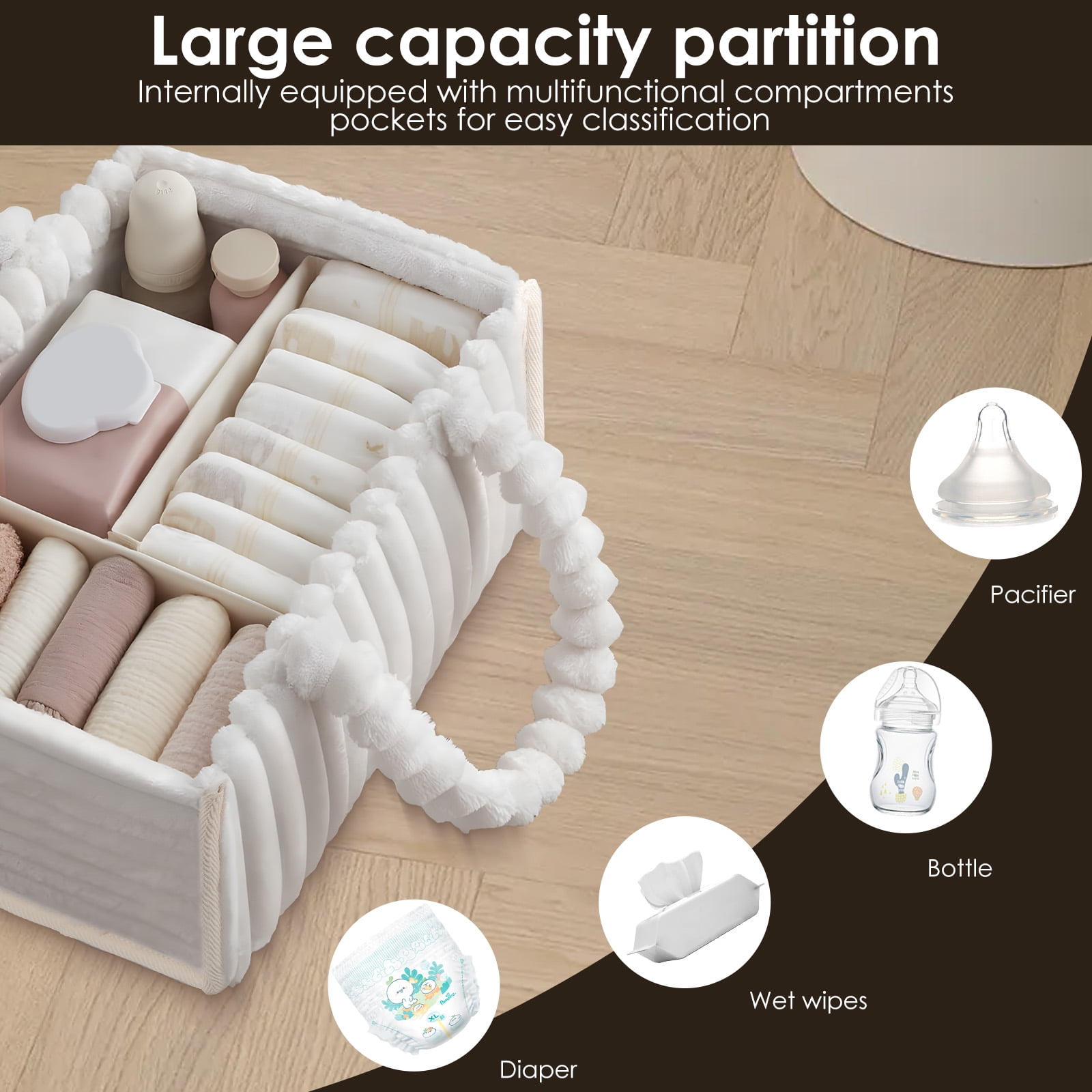 Grusce Diary Flannel Diaper Caddy Organizer, included Gift Packaging, Cozy Nursery Storage Basket, Gift for Baby Shower, Newborn Essentials