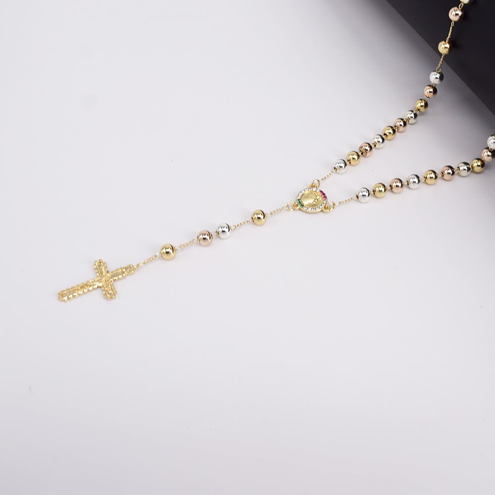 Shop LC Rosary Necklace for Women - Lariat Cross Necklace in Goldtone,  Silvertone & Tri-tone - Fashion Rosary Bead Necklaces - 21 & 26 Chain  Lengths Birthday Gifts 