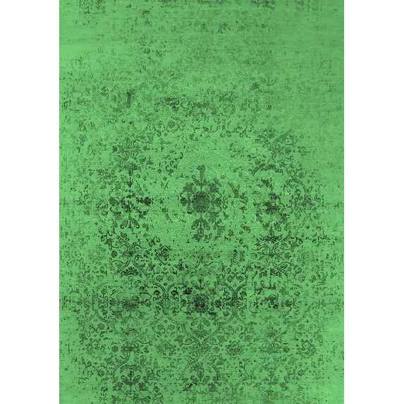 Ahgly Company Indoor Rectangle Oriental Emerald Green Industrial Area Rugs, 3' x 5'