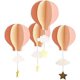 thumbnail image 1 of Adornos colgantes de papel globos aerostáticos 3D con nubes estrellas decoración de techo para el hogar y el jardín de infantes 4 Uds rosa claro, 1 of 5