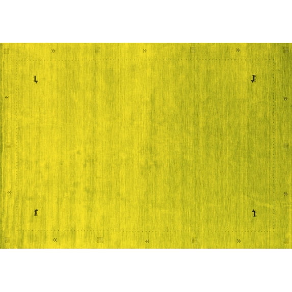 Ahgly Company Machine Washable Indoor Rectangle Abstract Yellow Contemporary Area Rugs, 5' x 8'