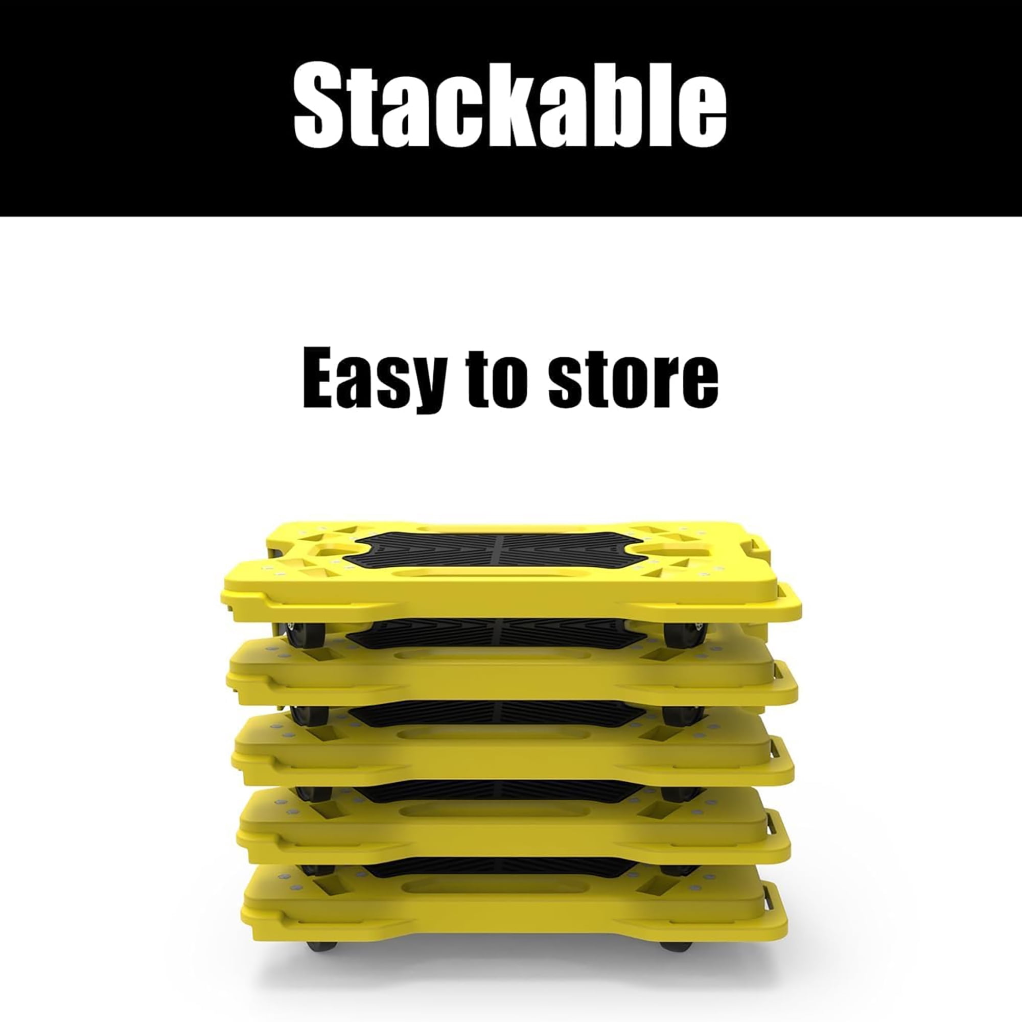 Ramtuff Connectable Moving Dolly, Sturdy Plastic Cart with Swivel Casters, Yellow, 4 Pack