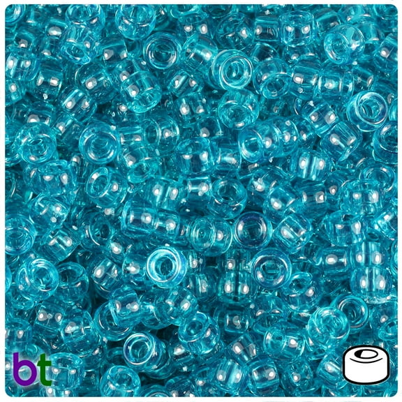 BeadTin Teal Transparent 6.5mm Mini Barrel Pony Beads (1000pcs)