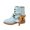 Blue, variant on Motor Short Boots, Folded Collar Motor Short Boots Casual Outdoor Strolling, Buckled Leather Strap Accent Footwear Holiday Travel Wearing, Low Block Heel Slouchy Booties, Blue 6