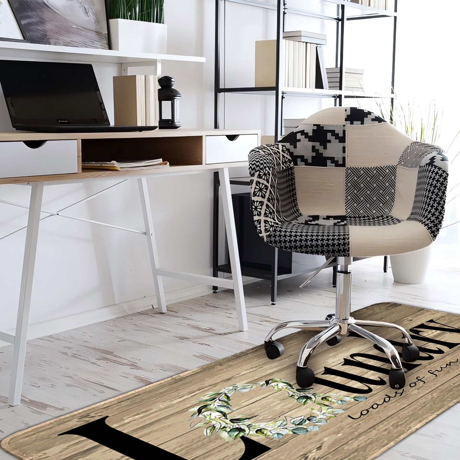Laundry Room Runner Rug for Hallways Kitchen Runner Rug Non Slip 24"X72" Washable Runner Rugs with TPR Backing Soft Floral Text Carpet Indoor Machine Washable Accent Rug Low Pile Carpet