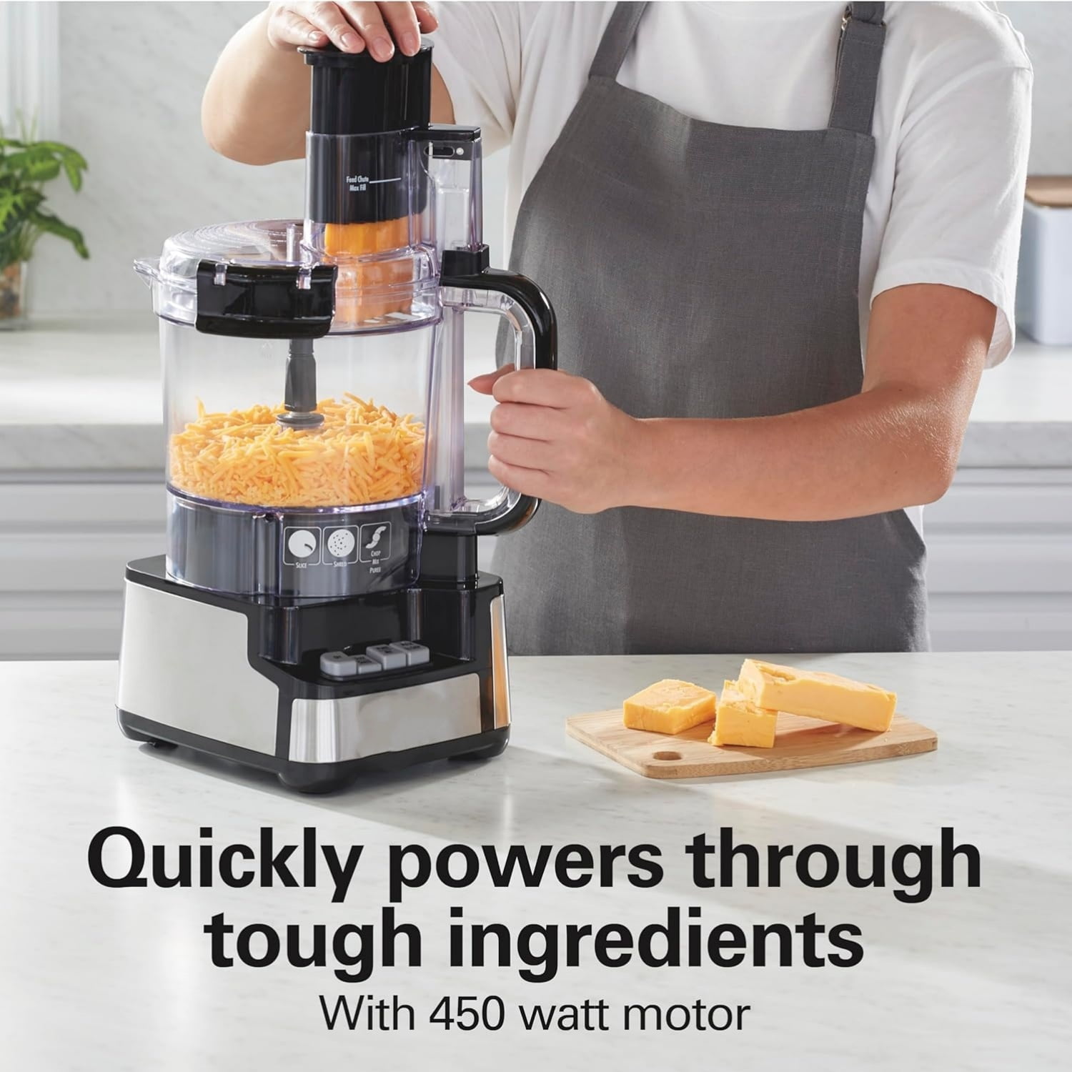 Stack & Snap Food Processor and Vegetable Chopper, BPA Free, Stainless Steel Blades, 12 Cup Bowl, 2-Speed 450 Watt Motor, Black