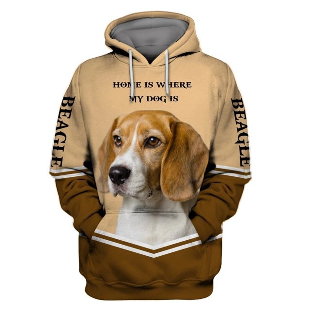 Sudaderas con capucha con cremallera impresa en 3D para hombres y mujeres, disfraces de cosplay de Halloween, Hogar es donde mi perro es Beagle