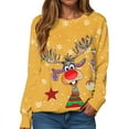 thumbnail image 4 of larppty Christmas Sweatshirts for Women Ugly Reindeer Print Party Outfit Xmas Funny Casual Shirts (Yellow, XXL), 4 of 5