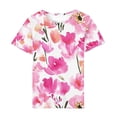 thumbnail image 3 of Camiseta de Cuello Redondo de Manga Corta con Impresión Floral para las Mujeres, Blusa de Poliéster Suave de Estilo de Vacaciones para el Uso Diario de Primavera Y Otoño, 3 of 5