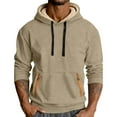 thumbnail image 3 of YOIAVAIOY Men's Fleece Lined Hoodie Winter Warm Heavyweight Pullover Thickened Sherpa Sweatshirt Fall Winter with Pocket Beige XXL, 3 of 10