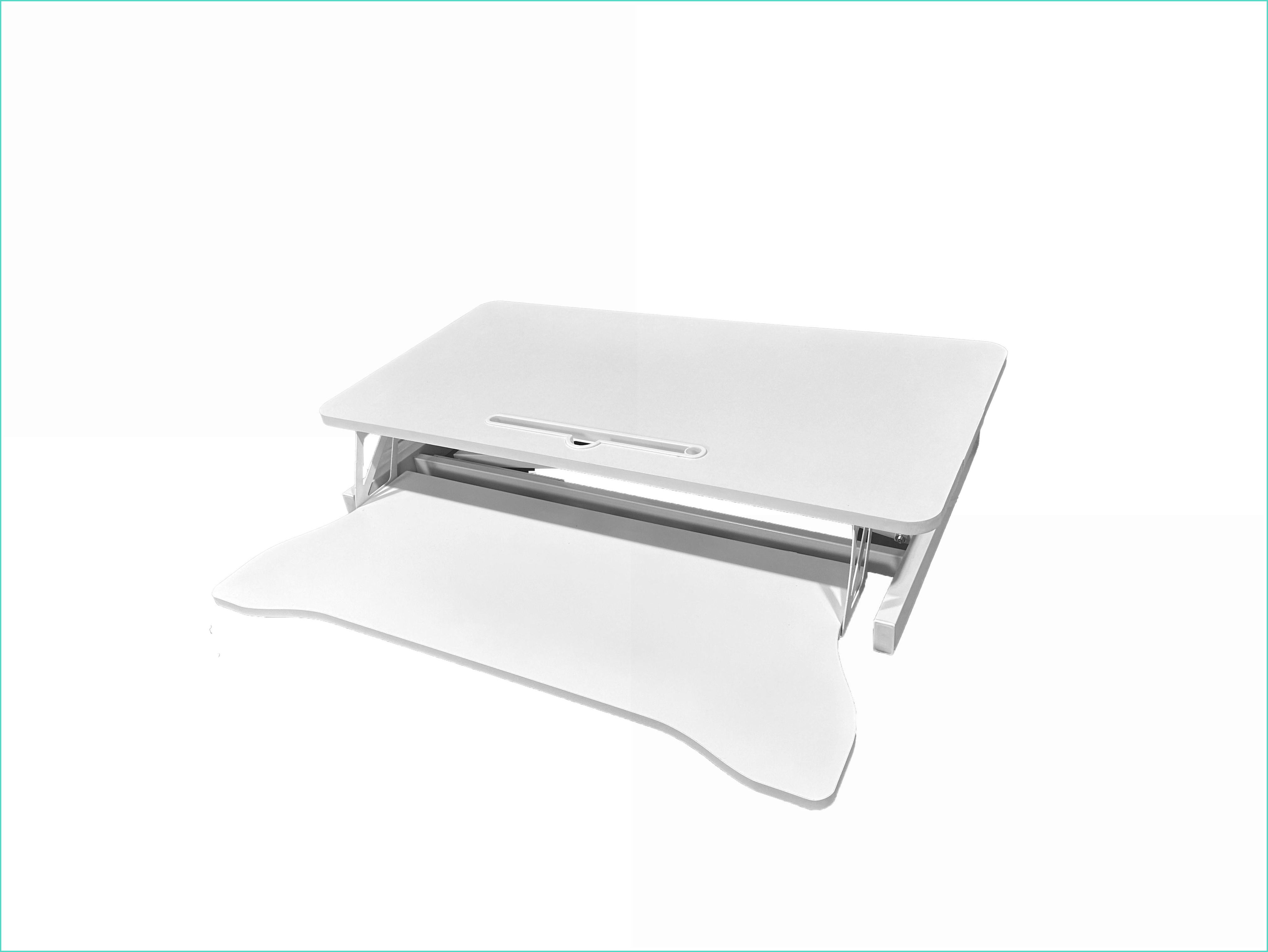 Desk Converter, 31.5”x15.7” Height Adjustable Sit to Stand Riser with Wide Keyboard Tray, Dual Monitor/Laptop Workstation | White | MDF+Metal