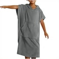 thumbnail image 2 of BRGZLK 8-14 Years Kids Fleece Robe Soft Comfortable Drying Beach Pool Bath Loose Short Sleeved Cape Towel With Pocket Gray Free Size, 2 of 4