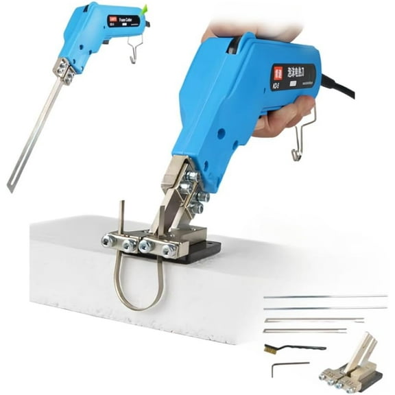 110V Hand Held Electric Foam Hot Cutter Knife Grooving Carving Knife Sculpture Styrofoam Sponge Cutting with Blades & Accessories (With small slotting board)