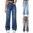 thumbnail image 2 of Womens Straight Leg Jeans High Waisted Wide Loose Boyfriend Fit Stretch Denim Tummy Control with Pockets, 2 of 7