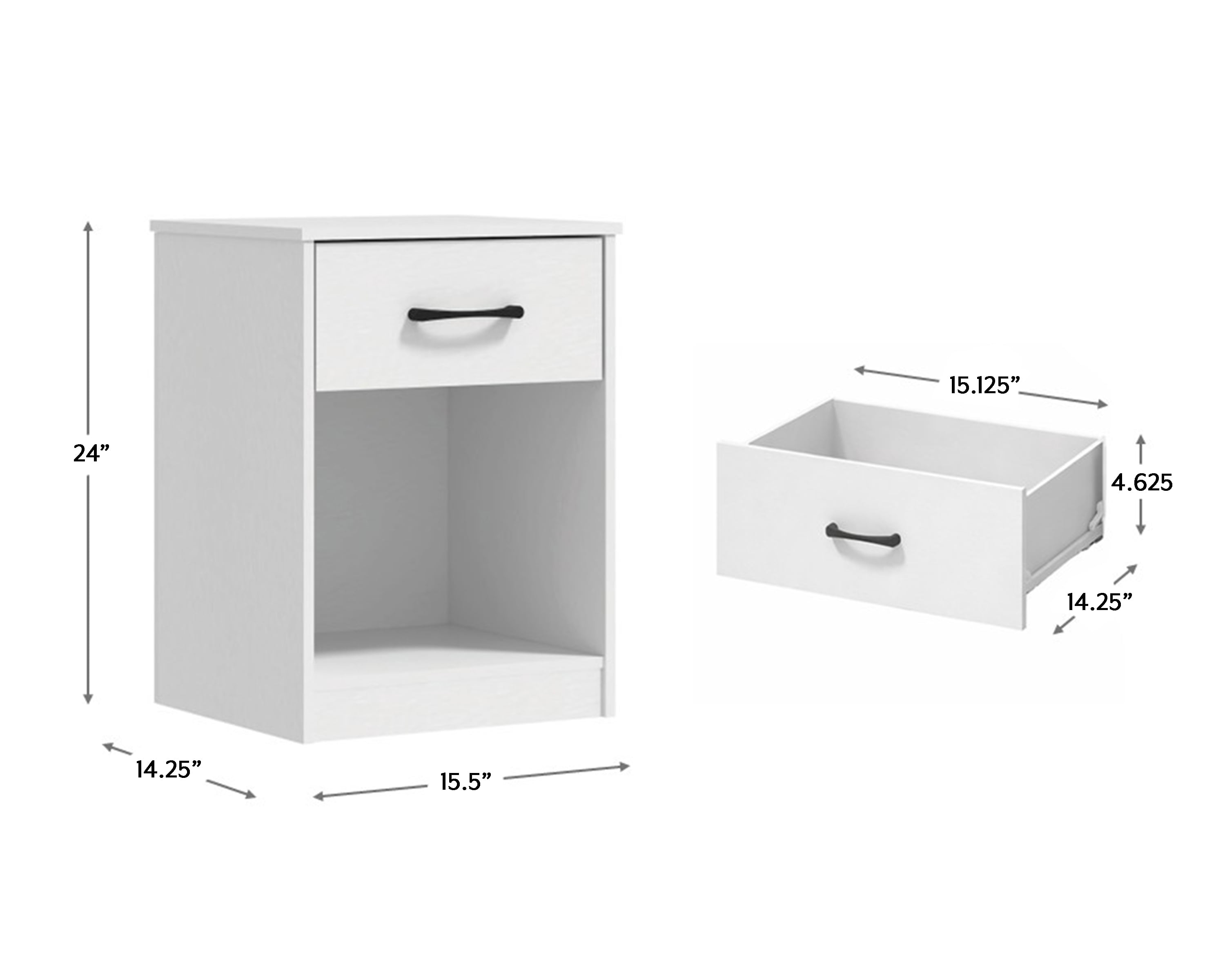 (2 pack) Mainstays Ardent Nightstand with 1 Drawer, White