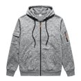 thumbnail image 4 of FENGYOU Mens Heavyweight Fleece Lined Zip Up Hoodie Loose Fit Hooded Sweatshirt Multi Pocket Casual Jacket Outerwear Light Gray 3XL, 4 of 7